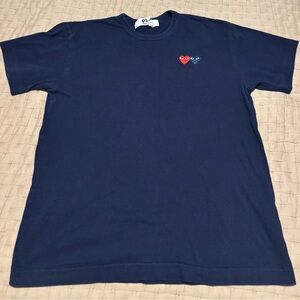 Comme des Garçons Play Blue Red Heart T-Shirt Size XL